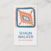 Boho Blue Orange Tiles Pattern Visitenkarte (Vorderseite)