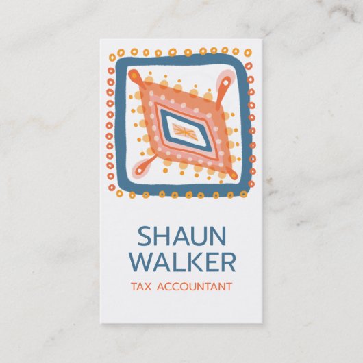 Boho Blue Orange Tiles Pattern Visitenkarte (Vorderseite)