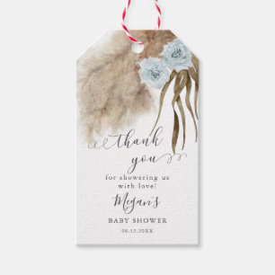 Boho Blue Pampas Grass Baby Duschbegriffe Tags Geschenkanhänger