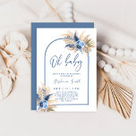 Boho Blue Pampas Grass Baby Shower Boy Einladung<br><div class="desc">Boho Blue Pampas Grass Baby Dusche Einladung für Baby</div>