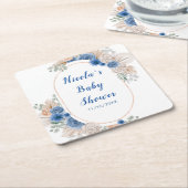 Boho Blue Pampas Grass Baby Shower Rechteckiger Pappuntersetzer (angewinkelt)