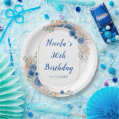 Boho Blue Pampas Grass Birthday Pappteller (Party)