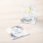 Boho Blue Pampas Grass Birthday Rechteckiger Pappuntersetzer (Vor Ort)