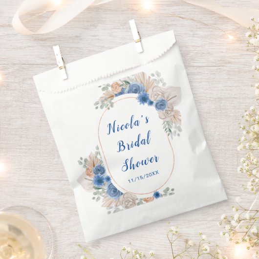Boho Blue Pampas Grass Brautparty Geschenktütchen (Ausgeschnitten)