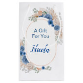 Boho Blue Pampas Grass Brautparty Kleine Geschenktüte (Rückseite)