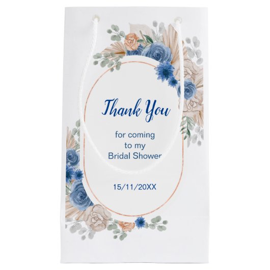 Boho Blue Pampas Grass Brautparty Kleine Geschenktüte (Vorderseite)