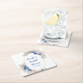 Boho Blue Pampas Grass Brautparty Rechteckiger Pappuntersetzer (Vor Ort)