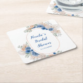 Boho Blue Pampas Grass Brautparty Rechteckiger Pappuntersetzer (angewinkelt)