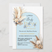 Boho Blue Pampas Grass Desert Baby Boy Baby Showdu Einladung (Vorderseite)