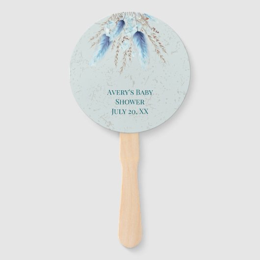 Boho Blue Pampas Grass Fächer (Vorderseite)