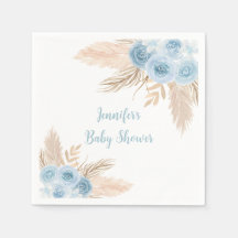 Boho Blue Pampas Grass Floral Baby Dusche