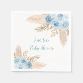 Boho Blue Pampas Grass Floral Baby Dusche Serviette