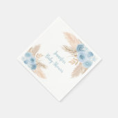 Boho Blue Pampas Grass Floral Baby Dusche Serviette (Ecke)