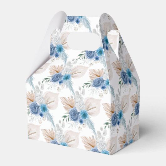 Boho Blue Pampas Grass Geschenkschachtel (Rückseite)