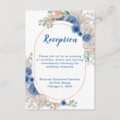 Boho Blue Pampas Grass Hochzeitsempfang Begleitkarte (Vorderseite)