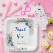 Boho Blue Pampas Grass Pappteller (Party)