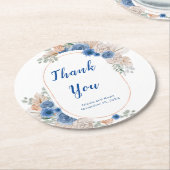 Boho Blue Pampas Grass Runder Pappuntersetzer (Angewinkelt)