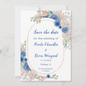 Boho Blue Pampas Grass Save the Date (Vorderseite)