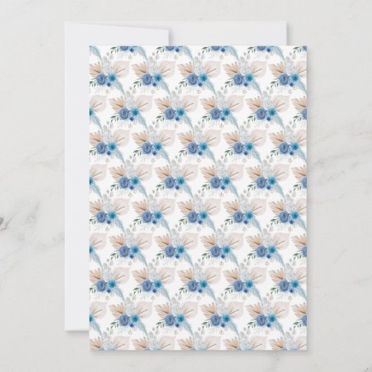 Boho Blue Pampas Grass Save the Date (Rückseite)