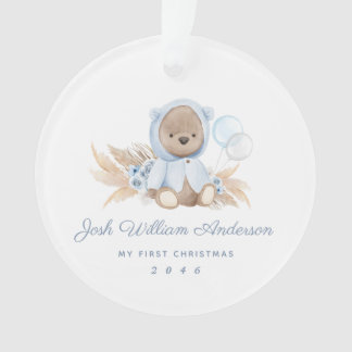 Boho Blue Pampas Grass Teddy Bär Akryllische Ornam Ornament