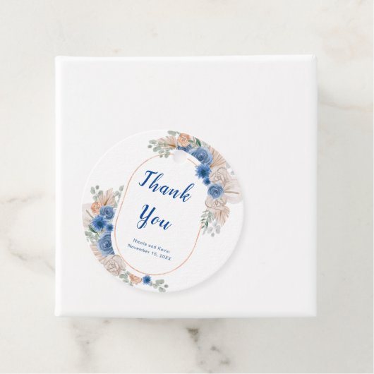 Boho Blue Pampas Grass Wedding Geschenkanhänger (Beispiel)