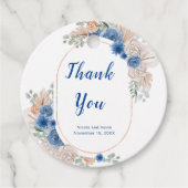 Boho Blue Pampas Grass Wedding Geschenkanhänger (Vorderseite)