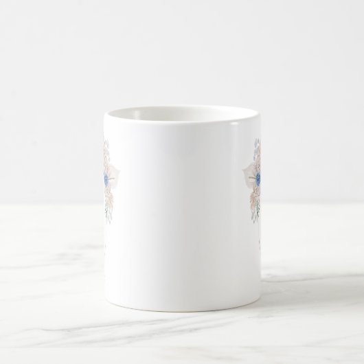 Boho Blue Pampas Grass Wedding Kaffeetasse (Mittel)