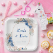 Boho Blue Pampas Grass Wedding Pappteller (Party)