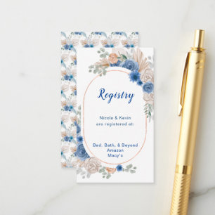 Boho Blue Pampas Grass Wedding Registry Begleitkarte