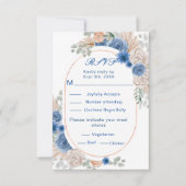 Boho Blue Pampas Grass Wedding RSVP (Vorderseite)