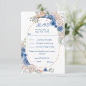 Boho Blue Pampas Grass Wedding RSVP (Stehend Vorderseite)