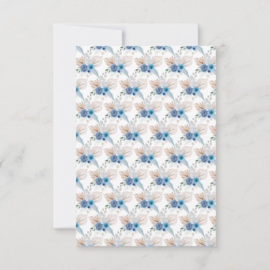 Boho Blue Pampas Grass Wedding RSVP Karte (Rückseite)