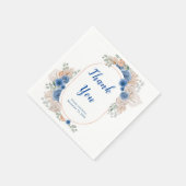 Boho Blue Pampas Grass Wedding Serviette (Ecke)