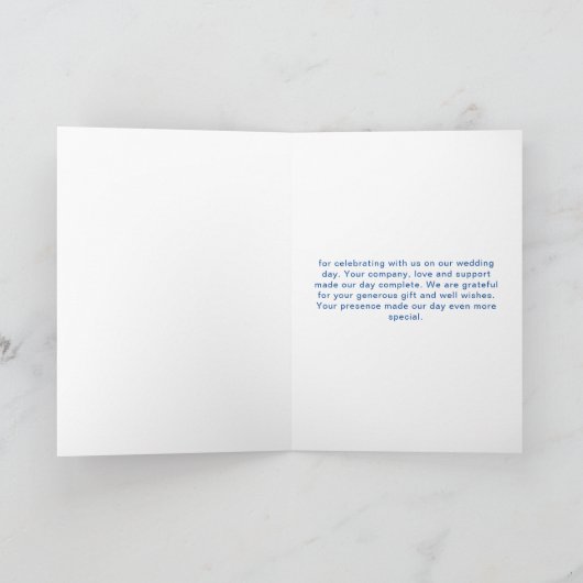 Boho Blue Pampas Grass Wedding Vielen Dank Dankeskarte (Innenseite)