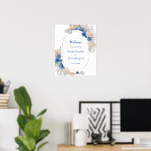 Boho Blue Pampas Grass Wedding Willkommen Poster (Heimbüro)