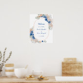 Boho Blue Pampas Grass Wedding Willkommen Poster (Küche)