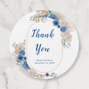 Boho Blue Pampasgras Hochzeit Geschenkanhänger