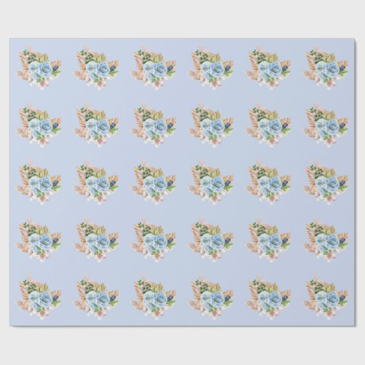 Boho Blue Pampass Grass Floral Hey Junge Dusche Geschenkpapier (Flach)