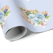 Boho Blue Pampass Grass Floral Hey Junge Dusche Geschenkpapier (Rolleneckpunkt)