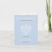 Boho Blue Passport Hochzeit in Urlaubsort Einladun Einladung (Vorderseite)