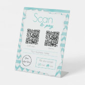 Boho blue pattern 2 QR codiert Business Scan Sockelschild (Vorderseite)