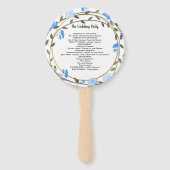 Boho Blue Peony Wreath Gold Wedding Program Fächer (Rückseite)