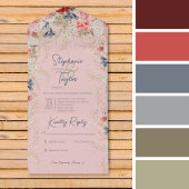 Boho Blue & Pink Floral Pink Kein Abendessen All In One Einladung