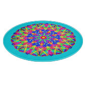 Boho Blue Pink Yellow Mandala Cutting Board Schneidebrett (Ecke)