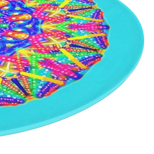 Boho Blue Pink Yellow Mandala Cutting Board Schneidebrett (Ecke)