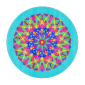 Boho Blue Pink Yellow Mandala Cutting Board Schneidebrett (Vorderseite)