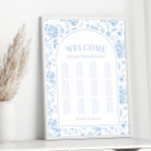 Boho Blue Porcelain Floral Wedding Chart Poster