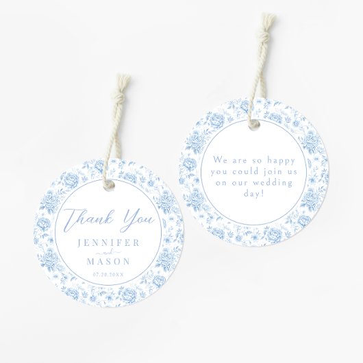 Boho Blue Porcelain Floral Wedding Vielen Dank Geschenkanhänger