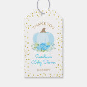 Boho Blue Pumpkin Baby Boy Dusche Wasserfarbe Geschenkanhänger (Vorderseite)