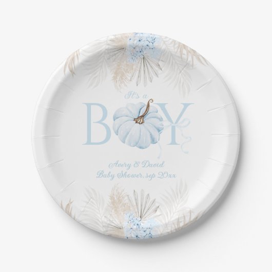 Boho Blue Pumpkin Es ist eine Baby-Dusche Pappteller (Vorderseite)